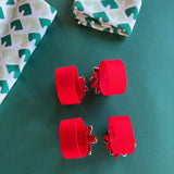 Vintage Satin Poinsettia Christmas Napkin Rings, Set of 4