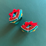 Vintage Satin Bow Bells Christmas Napkin Rings, Set of 4