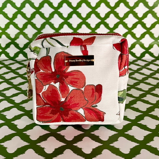 Small Cosmetics and Toiletries Bag/Cottage Grove Geranium Red
