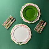 Ribbons and Holly Tole Metal Hand-Painted Chargers, Set of 4