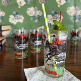 Vintage Fox Hunting Glasses, Set of 6