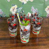 Vintage Fox Hunting Glasses, Set of 6