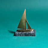 Vintage Brass/Stone Sailboat Paperweight