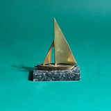 Vintage Brass/Stone Sailboat Paperweight