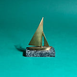 Vintage Brass/Stone Sailboat Paperweight