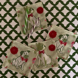 Pug Perfection Meadow Green No-Iron Christmas Cocktail Coasters, Set of 4