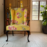 Vintage Swans Island Floral Wingback Chair