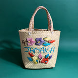 Vintage Jamaica Flowers Straw Tote Bag