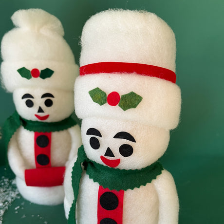 Vintage Felt Snowman Table Decorations, Set of 2