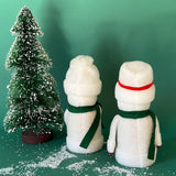 Vintage Felt Snowman Table Decorations, Set of 2