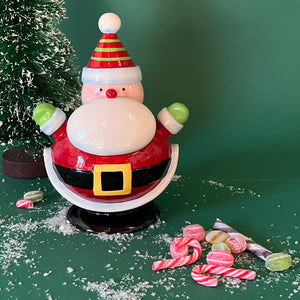 Vintage Ceramic Cartoon Santa Cookie Jar