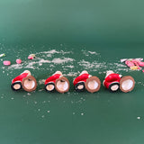 Vintage Ceramic Santas w/Gift Bags Napkin Rings, Set of 4