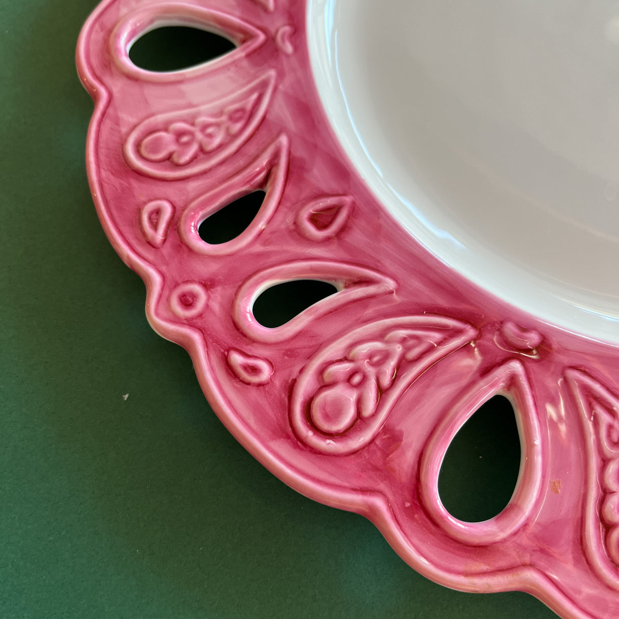 Vintage Ceramic Italian Scalloped/Pierced Chargers, Set of 12