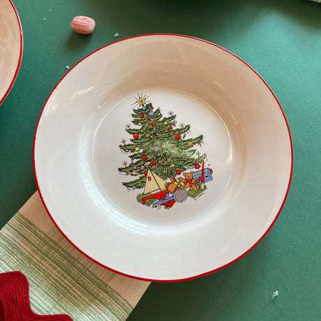 Vintage American Christmas Tree Salad/Dessert Plates, Set of 8