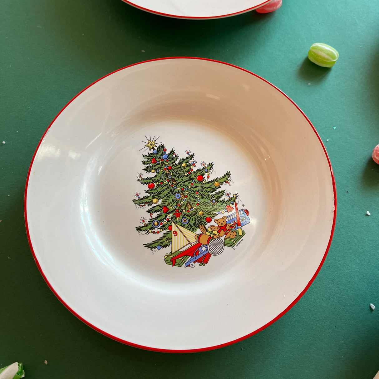 Vintage American Christmas Tree Salad/Dessert Plates, Set of 8