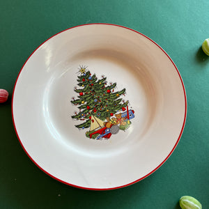 Vintage American Christmas Tree Salad/Dessert Plates, Set of 8