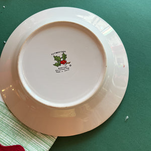 Vintage American Christmas Tree Salad/Dessert Plates, Set of 8