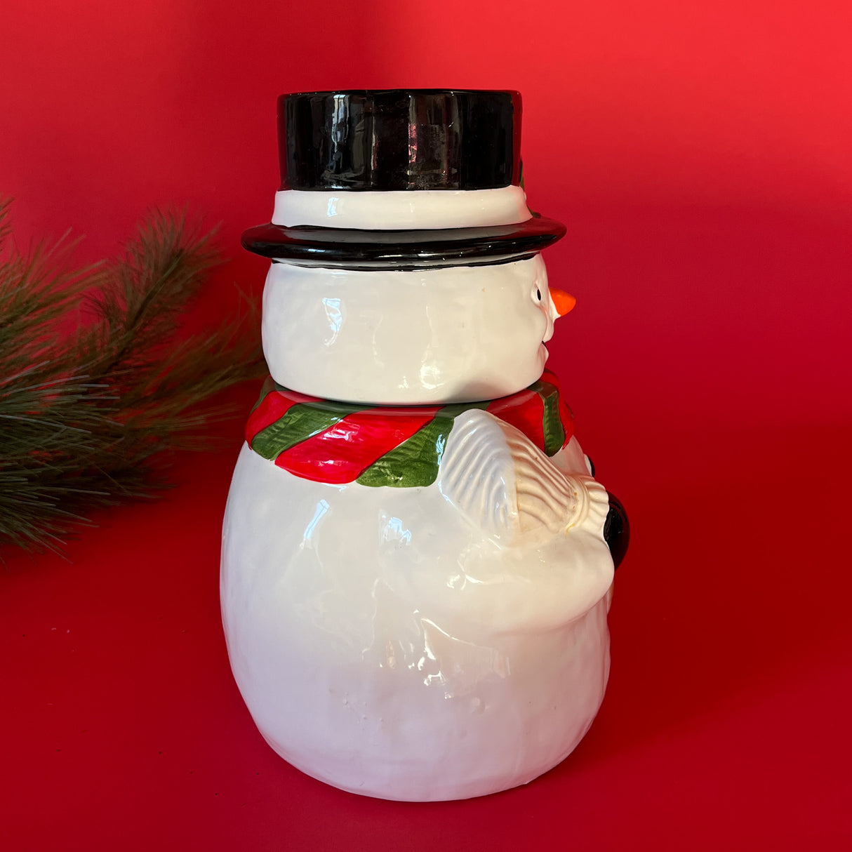 Vintage Tall Ceramic Snowman Cookie Jar