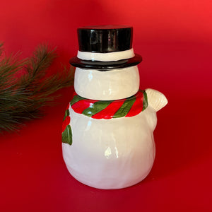 Vintage Tall Ceramic Snowman Cookie Jar