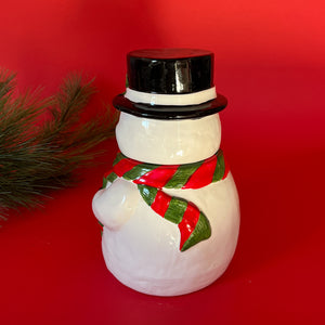 Vintage Tall Ceramic Snowman Cookie Jar