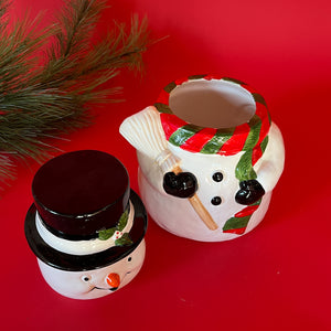 Vintage Tall Ceramic Snowman Cookie Jar