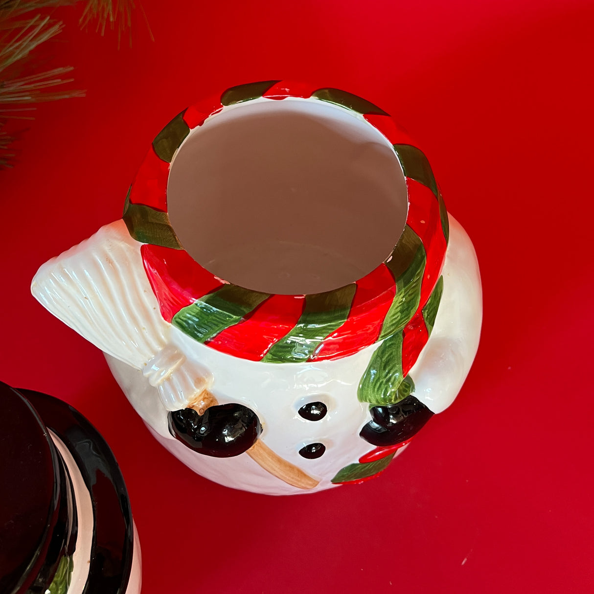 Vintage Tall Ceramic Snowman Cookie Jar