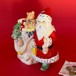 Vintage Ceramic Christmas Santa/Bags of Gifts Cookie Jar