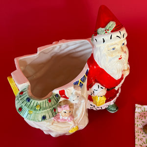 Vintage Ceramic Christmas Santa/Bags of Gifts Cookie Jar