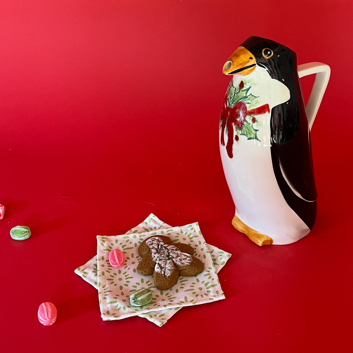 Vintage Italian Christmas Penguin Pitcher