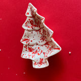 Vintage Red/White Splatterware Ceramic Stacking Candy Dishes, Set of 3