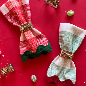 Vintage Christmas Metal Bows Napkin Rings, Set of 8