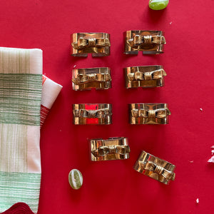 Vintage Christmas Metal Bows Napkin Rings, Set of 8