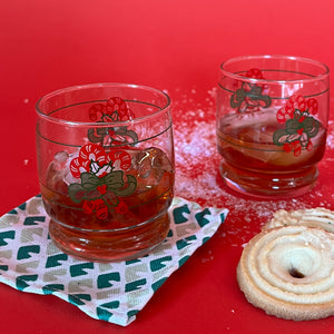 Vintage Christmas Candy Cane Drinks Glasses, Set of 6