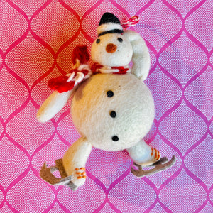 Skating Wool Snowmen Christmas Ornaments, Set of 3