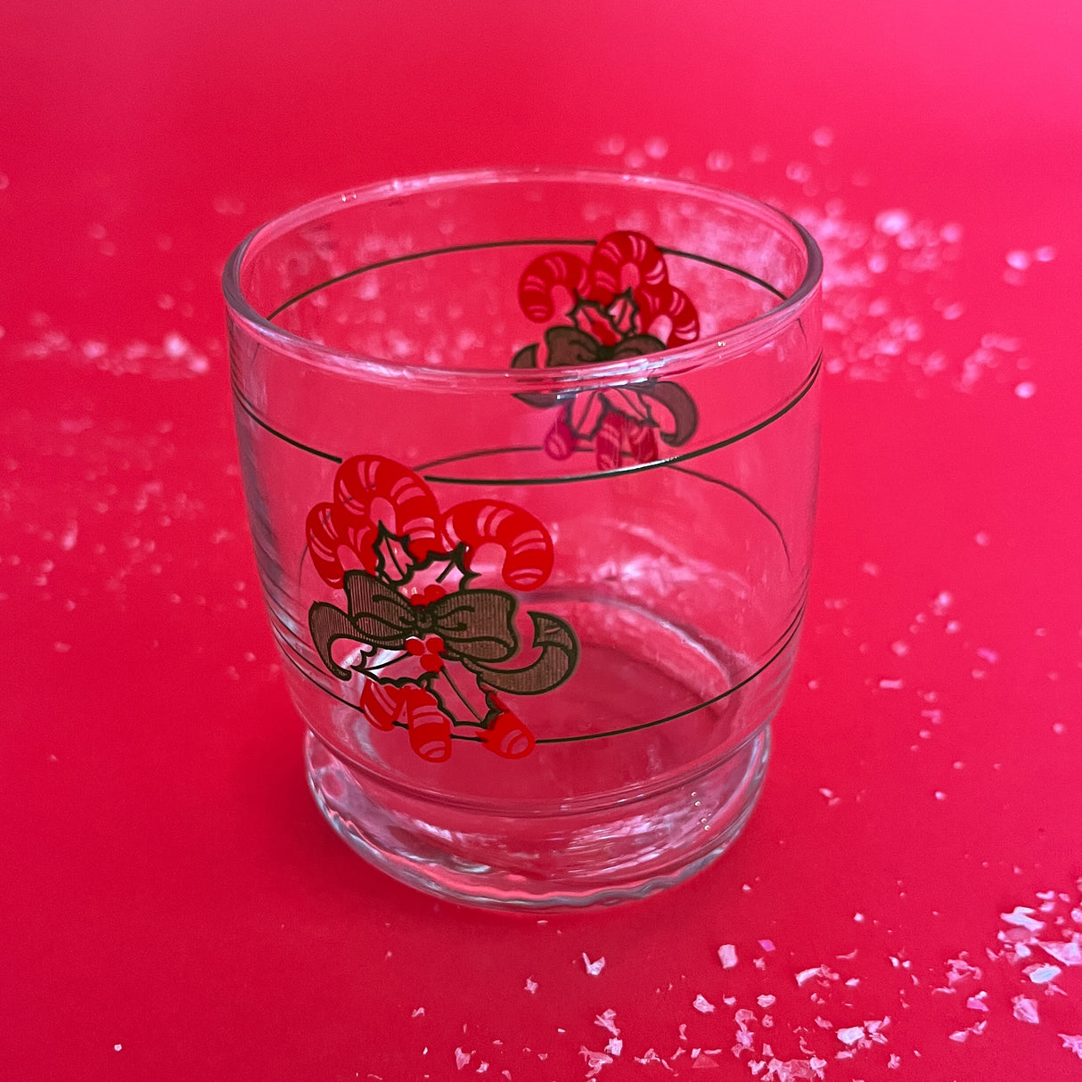 Vintage Christmas Candy Cane Drinks Glasses, Set of 6