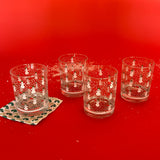 Vintage Georges Briard Snowmen Drinks Glasses and Coasters, Set of 8