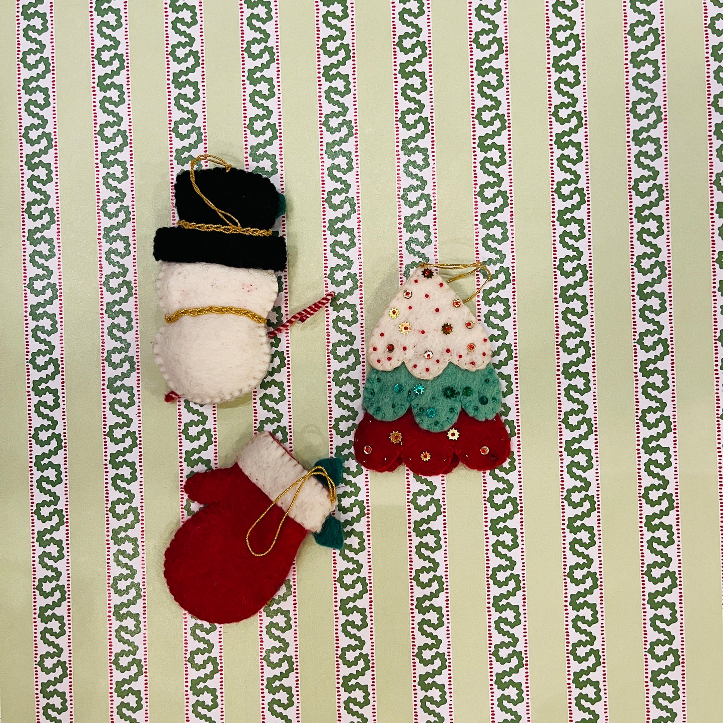 Frosty and Friends Wool Holiday Ornaments, Set of 3
