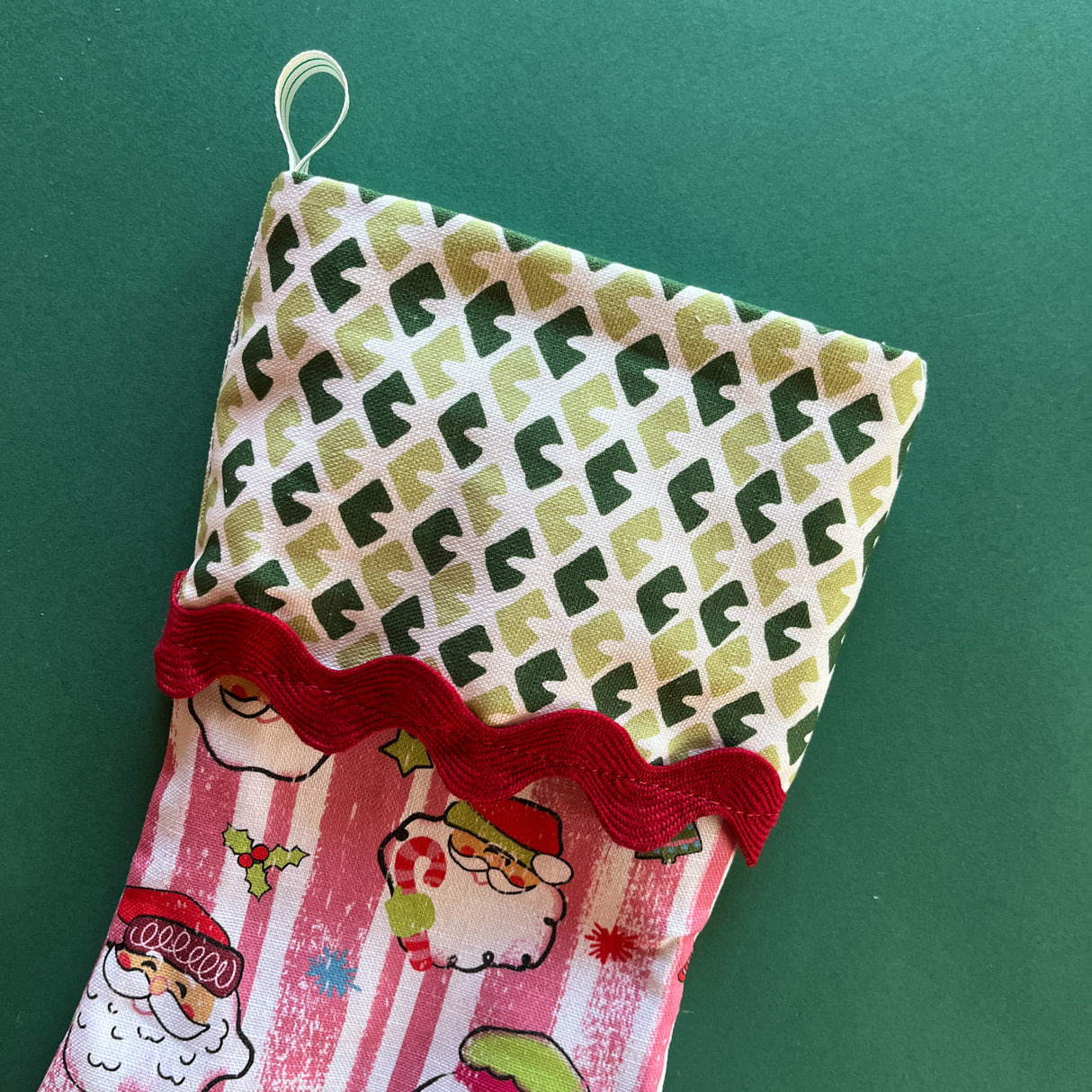 Jolly Santas Pink Christmas Stocking