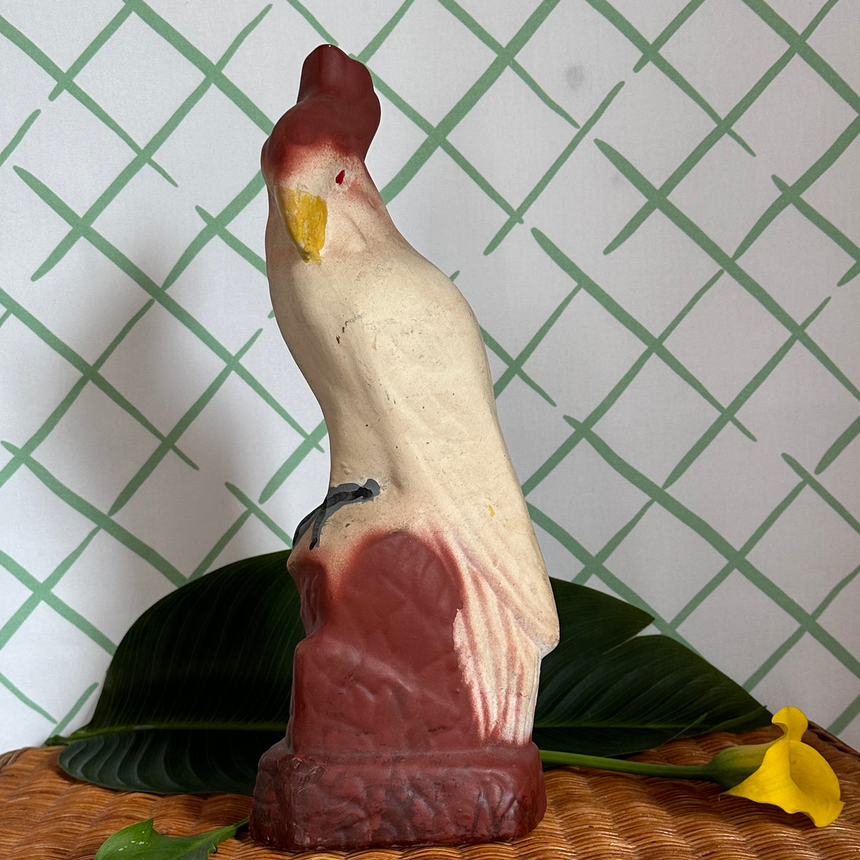 Vintage Chalkware Cockatoo Statuette