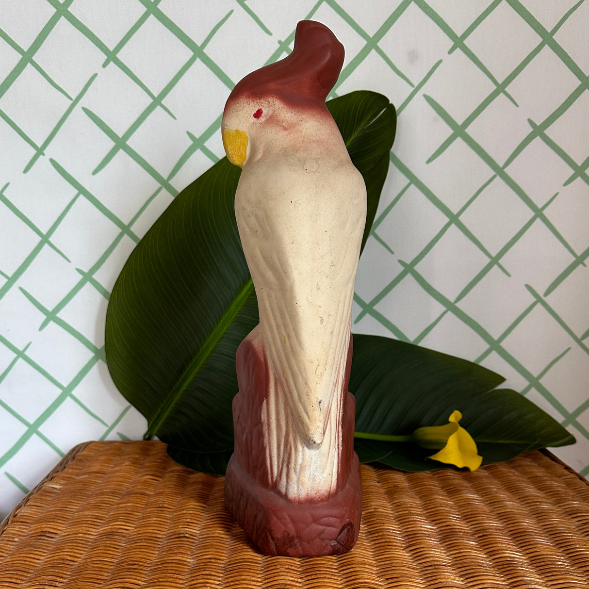 Vintage Chalkware Cockatoo Statuette