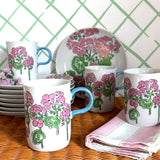 Vintage Gloria Vanderbilt Mugs and Dessert Plates, Set of 16