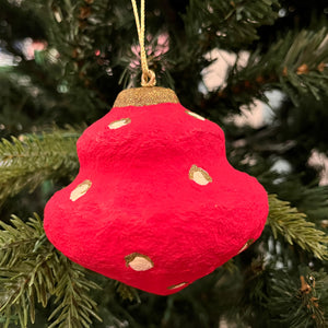 Red/White Felt Drop Christmas Ornaments, Set of 6