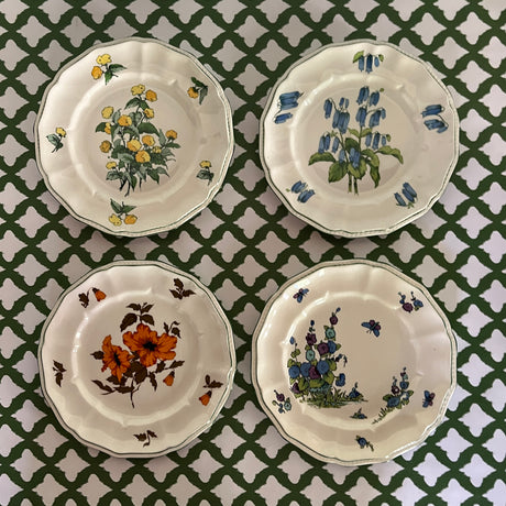 Staffordshire Floral Dessert/Salad Plates, Set of 4