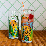Vintage Highball Jungle-Themed Drinks Glasses, Set of 12