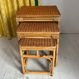 Vintage Rattan Nesting Tables, Set of 3