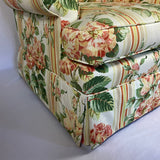 Vintage Roses Striped Chintz Overstuffed Armchair
