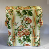 Vintage Roses Striped Chintz Overstuffed Armchair