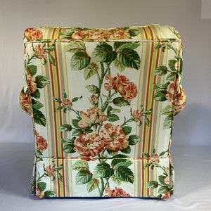 Vintage Garden Rose Striped Chintz Armchair