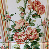 Vintage Roses Striped Chintz Overstuffed Armchair