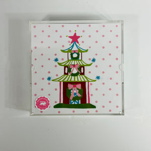 Red Christmas Pagoda Square Acrylic Tray